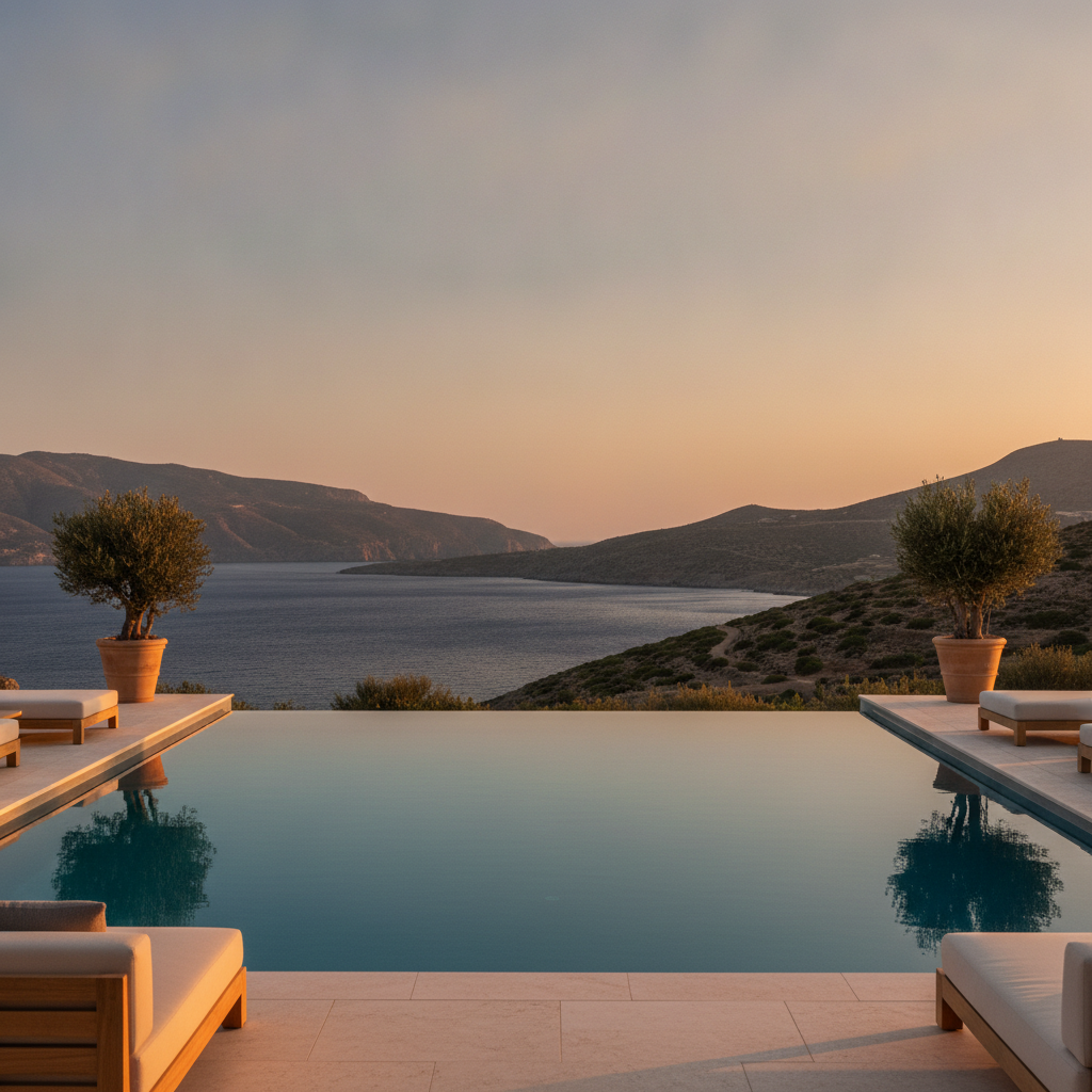 Gulf of Mirabello from a villa terrace near Elounda in eastern Crete